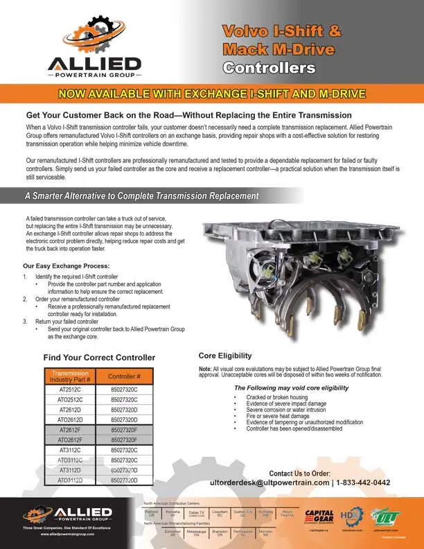 Remanufactured Volvo I-Shift and Mack M-Drive transmission controller